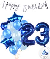 Snoes Ballons 23 Years Party Package - Décoration - Set d'anniversaire Mason Blauw Number Balloon 23 Years - Ballon à l'hélium