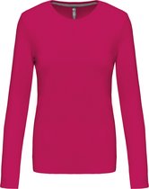 Chemise Col Rond Manches Longues Femme Fuchsia - L