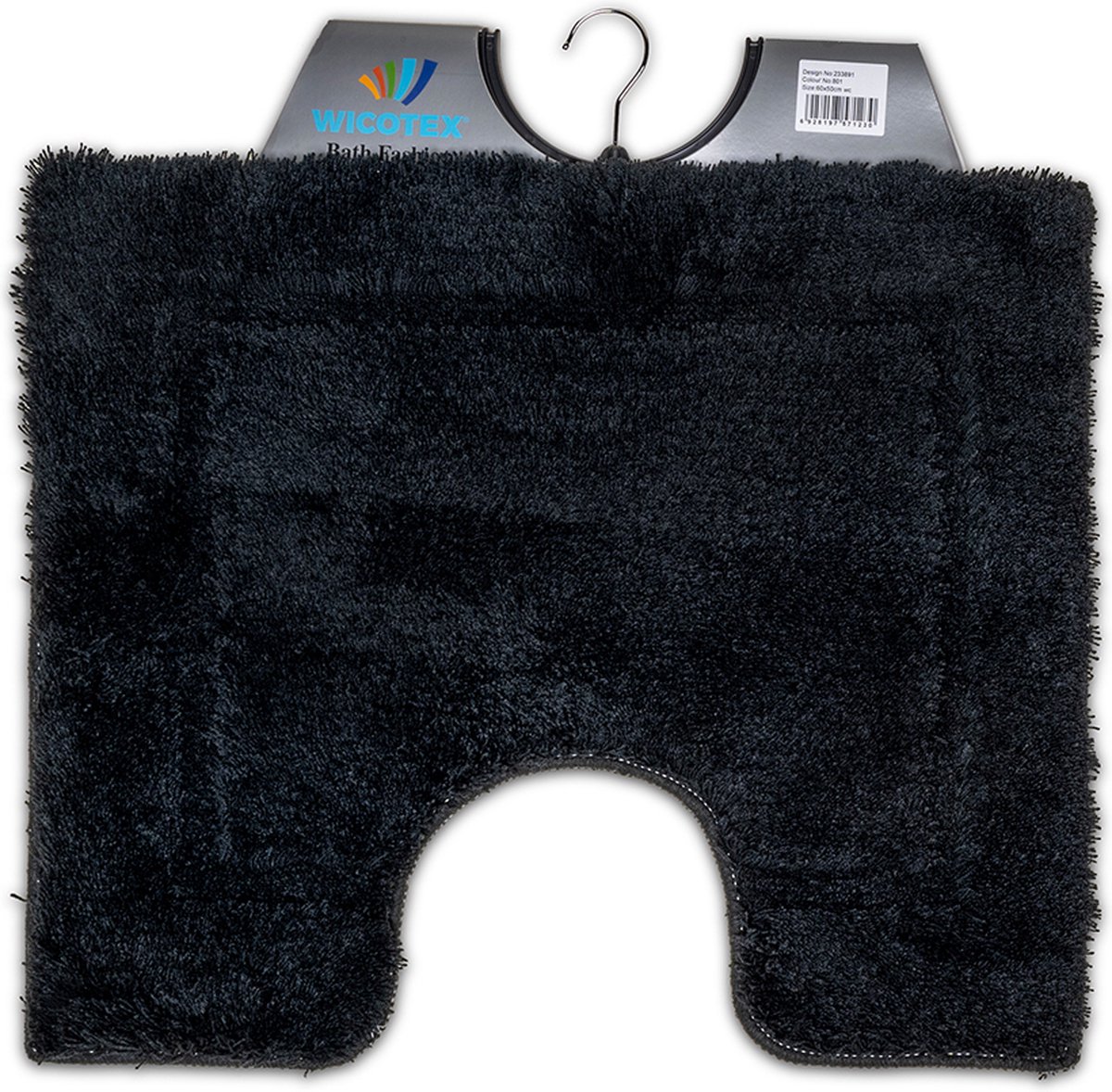 Wicotex - Toiletmat uni Zwart - Antislip onderkant - WC mat met uitsparing - Afmeting 50x60cm