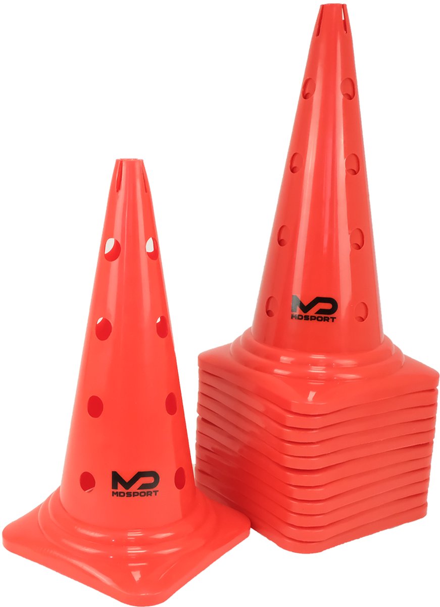 MDsport - Multifunctionele afbakenkegel rood - 50 cm - Set van 12 - Multifunctionele pion - Pion