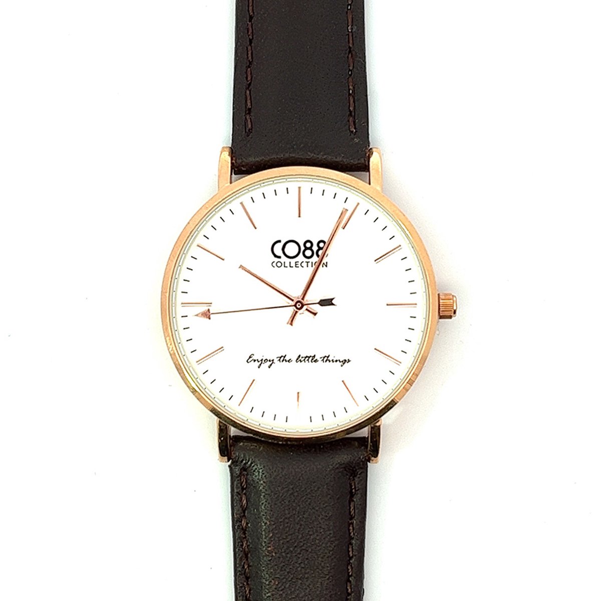 CO88 Collection 8CW-10124 Horloge met Leren Band 36mm - Donker Bruin - 18mm Breed - Creme