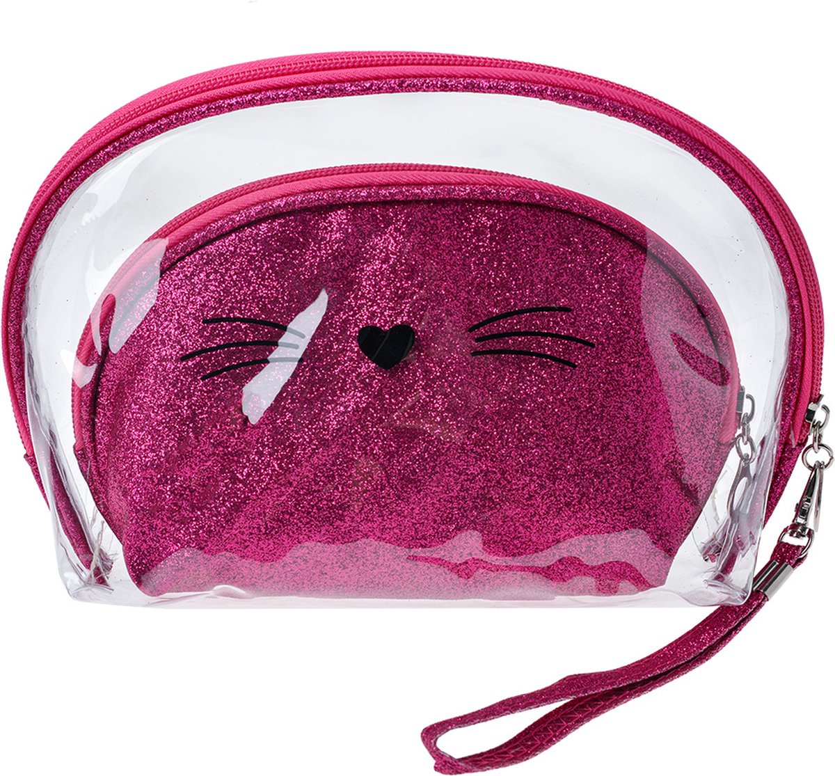 Juleeze Toilettas Dames Set van 2 24x15 / 19x12 cm Roze Polyurethaan Kat