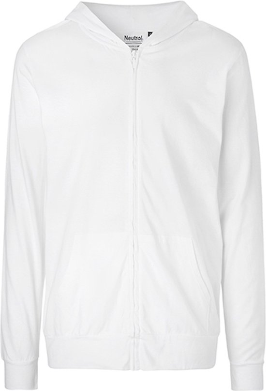 Neutral - Unisex Jersey Hoodie With Zip - White - S