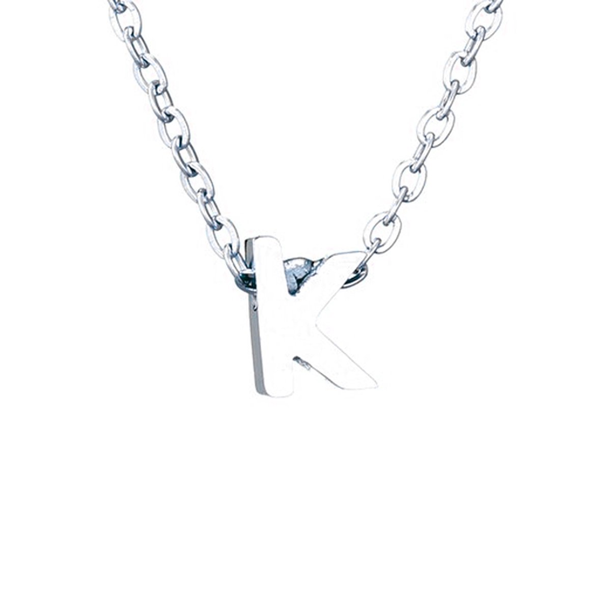 Initiaal Ketting met Letter K Zilverkleurig - Naam Ketting Cadeau - Geluksketting op Kaartje - Pax Amare