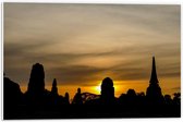 PVC Schuimplaat- Silhouet van Boeddhistiche Tempels tijdens Zonsondergang - 60x40 cm Foto op PVC Schuimplaat