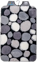 Wicotex- Badmat noir-gris-pierres blanches 60x90cm-Bas anti-dérapant