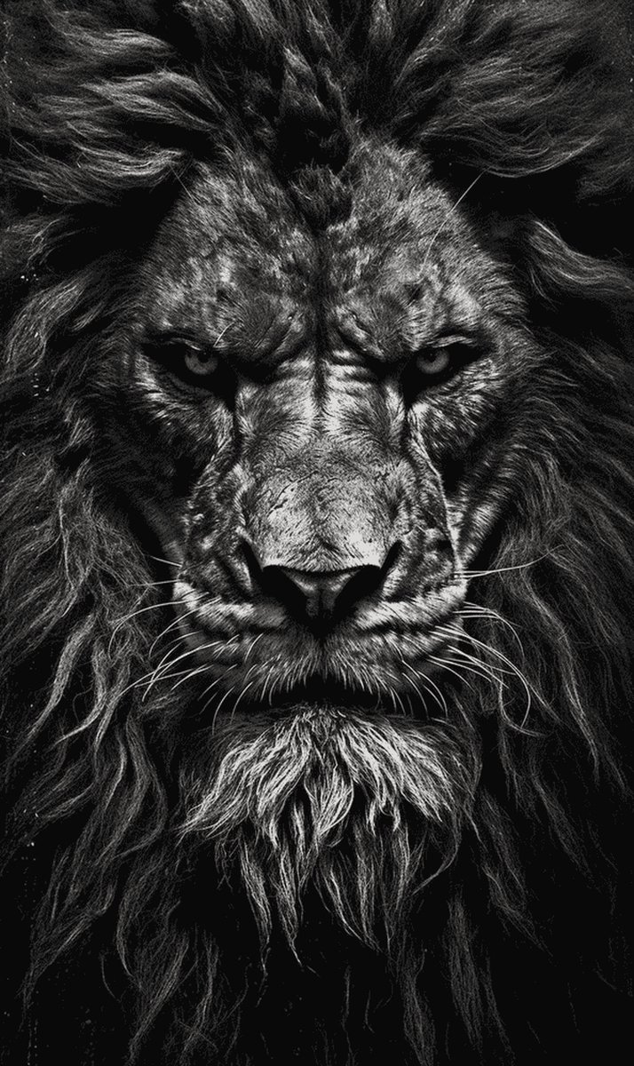 Leeuw poster - leeuw - Zwart wit - natuur - dieren - posters - formaat 60x90cm - 513