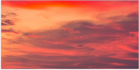 Poster (Mat) - Rode Gloed over de Wolken in de Lucht - 100x50 cm Foto op Posterpapier met een Matte look