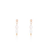 OOZOO Jewellery - Rosé goudkleurig/witte oorbellen met parel kraaltjes - SE-3023