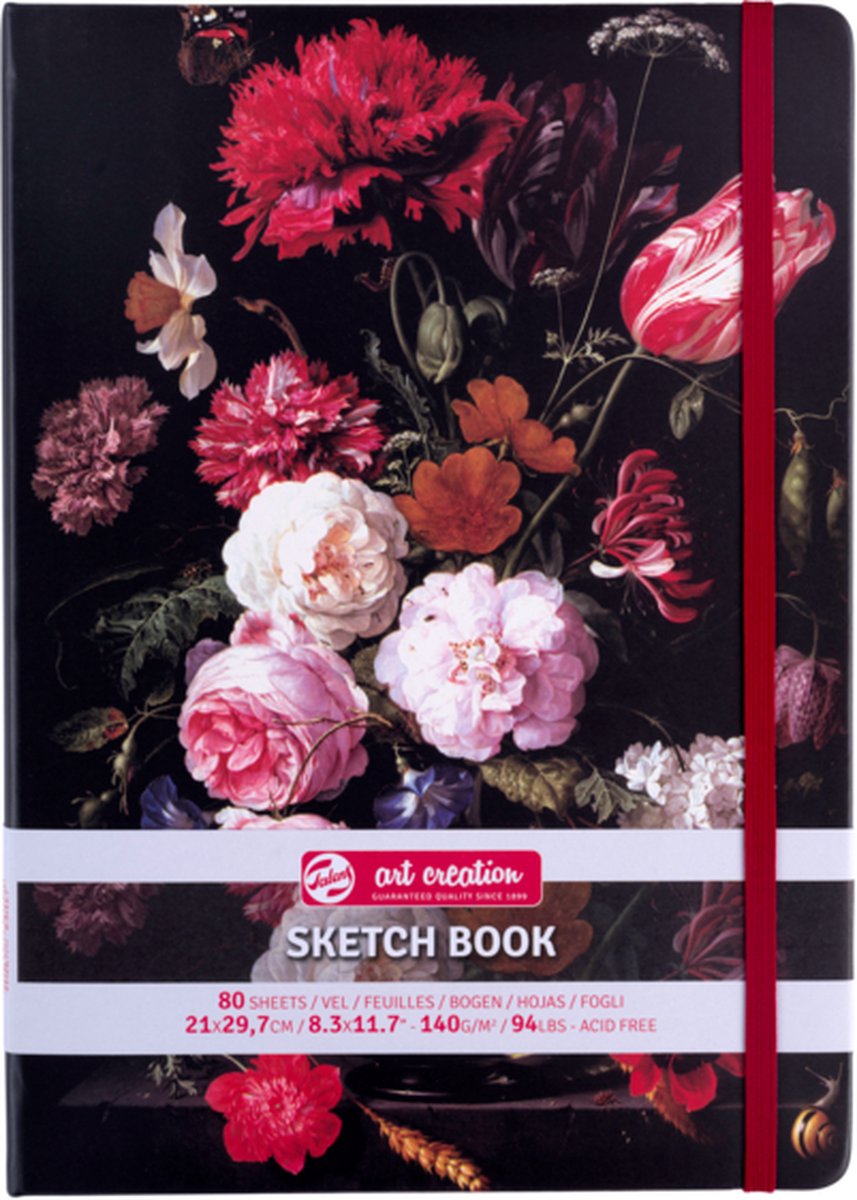 Talens Art Creation Schetsboek Stilleven met bloemen in een glazen vaas | 21 x 29,7 cm, 140 g, 80 vellen - Talens Art Creation