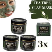 Axwell 3x Tea tree oil gezichtsmasker - Kleimasker - Masker puistjes, pukkels, onzuiverheden en mee-eters