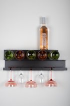 Cut-Out Design Silke Wijnrek - 5 flessen en glazen - metaal/staal - zwart