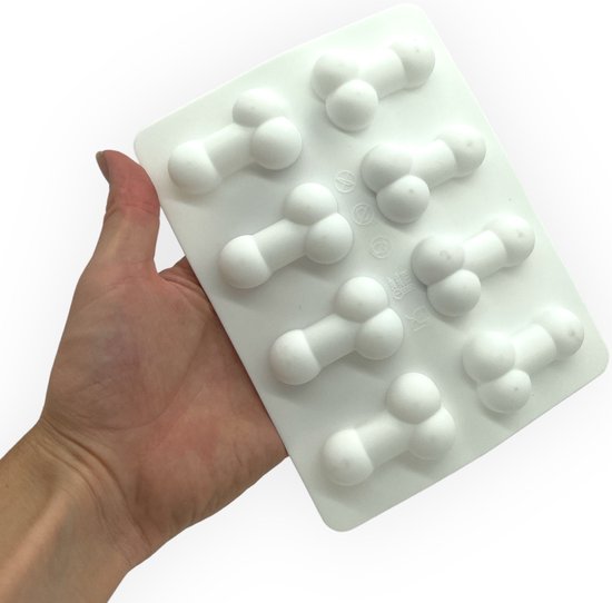 Kinky Pleasure Penis Vorm Ijs Klontjes Maker Wit Bakken en Vriezen 17x14cm