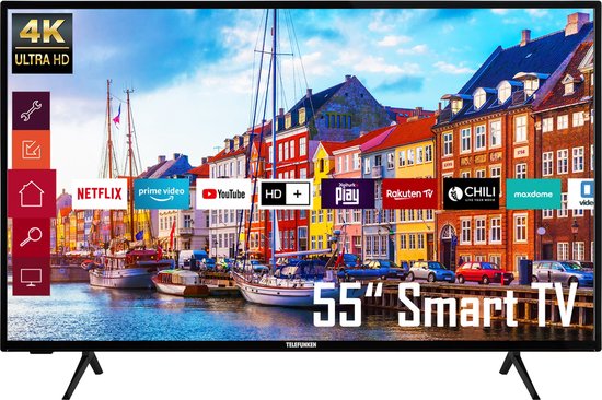 XU55K700 HDR TV (4K 55 Ultra HD, Telefunken - Vision Zwart / bol Smart | - Dolby -