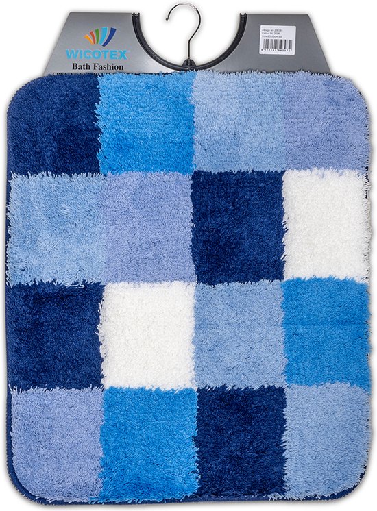 Wicotex-Tapis de bidet-tapis de toilette-blocs de tapis de toilette bleu blanc-Bas anti-dérapant