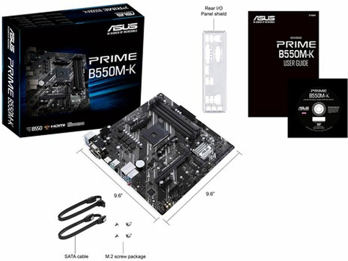 Asus PRIME B550M-K Moederbord Socket AMD AM4 Vormfactor Micro-ATX Moederbord chipset AMD® B550 - ASUS