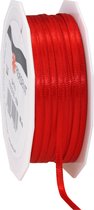 1x Luxe Hobby/decoratie rode satijnen sierlinten 0,3 cm/3 mm x 50 meter- Luxe kwaliteit - Cadeaulint satijnlint/ribbon