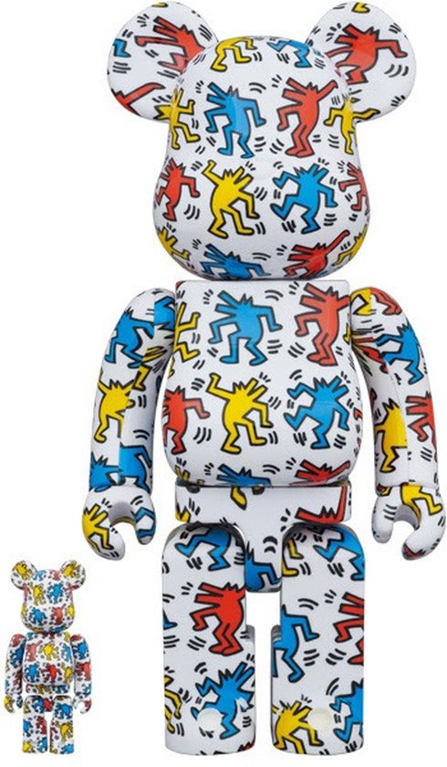 400% & 100% Bearbrick Set - Keith Haring v9 (Dancing Dogs)