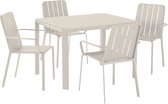 NATERIAL - Tuinmeubelset 4 personen IDAHO - Tuintafel 110/162x82x75 cm - Uitschuifbare tafel - Set van 4 tuinstoelen met armleuningen - Stapelbaar - Zitgroep - Tuinset - Aluminium - Beige