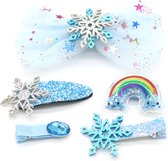 5-delige haar fashion set voor kinderen, blauwe ijskristal clips en strik