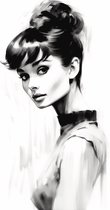 Audrey Hepburn Poster | Zwart wit poster | Film poster | Woondecoratie | 61x91cm | YR | Geschikt om in te lijsten