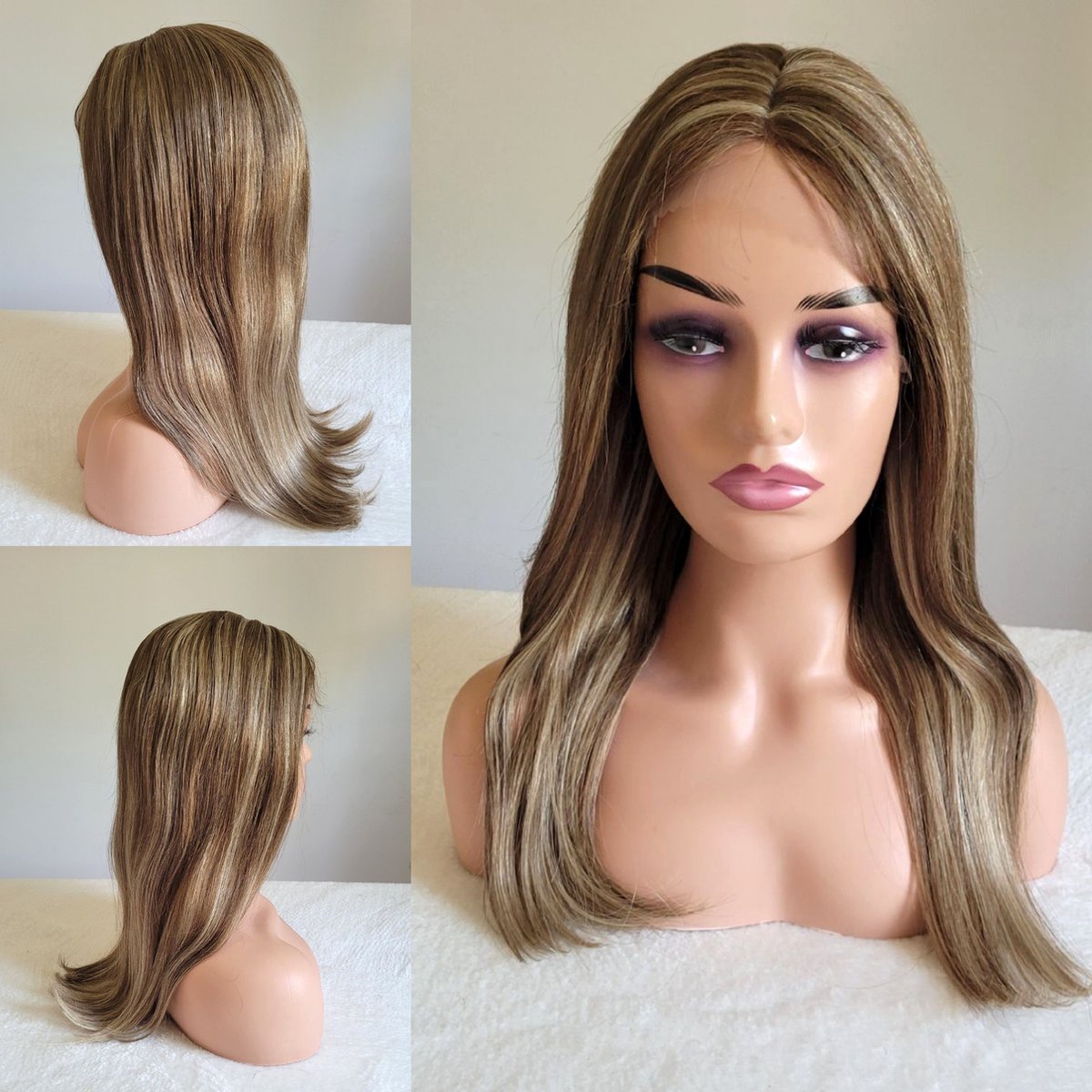 Braziliaanse Remy pruik 22 inch P6613 blonde steil haren -menselijke haren - 4x4 lace closure wig