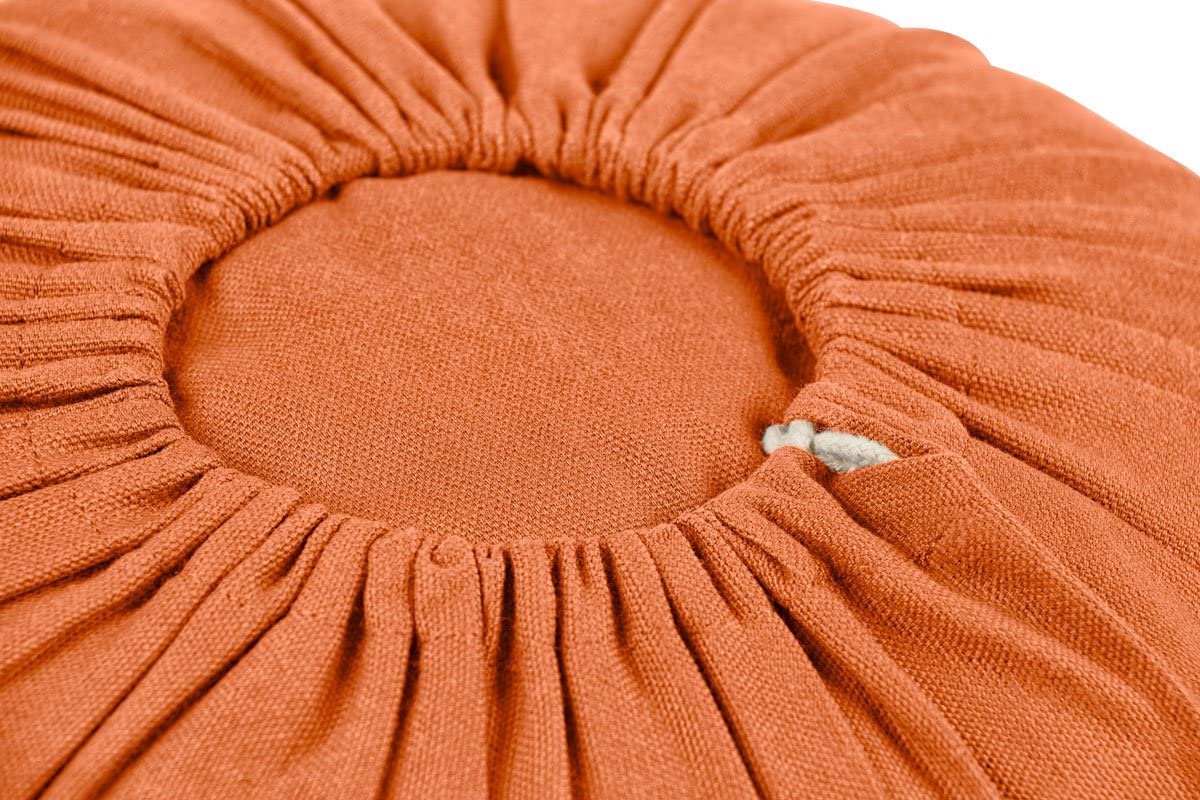 Lotuscrafts Yogakussen Meditatiekussen Ronde Lotus - zithoogte 15cm - wasbare katoenen hoes - yoga zitkussen met speltvulling - GOTS gecertificeerd - met borduurwerk