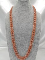 Trendy – 2 in 1 - Grove Acryl schakelketting - Zonnebril ketting - vintage - L 70 cm - gemêleerd zalm kleur.