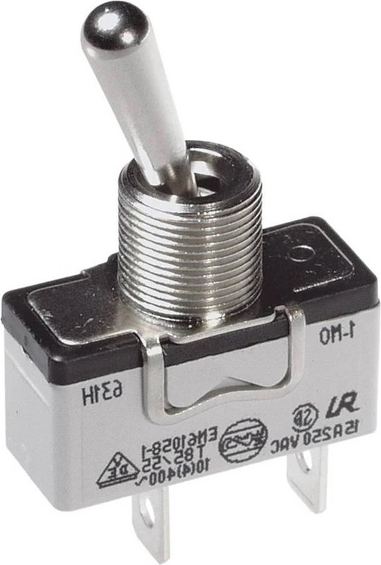 Deviatore A Bilanciere Con Ritorno Zero Centrale - Contatto DPCO (ON)/OFF/(ON), 15A 250V, Terminali Faston 6,3 Per Tapparelle E Saliscendi
