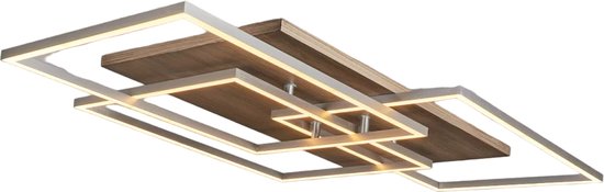 Blandy Plafondlamp LED - 3 lichtbronnen - plafondlamp LED mat nikkel, zilver, natuurlijke kleur, 3 lichtbronnen, afstandsbediening - Hoekig Langwerpig Rechthoekig LED plafondlamp