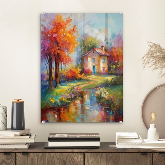 MuchoWow® Peinture sur verre 30x40 cm - Peinture sur verre acrylique - Paysage - Coloré - Peinture à l'huile - Art - Photo sur verre - Peintures