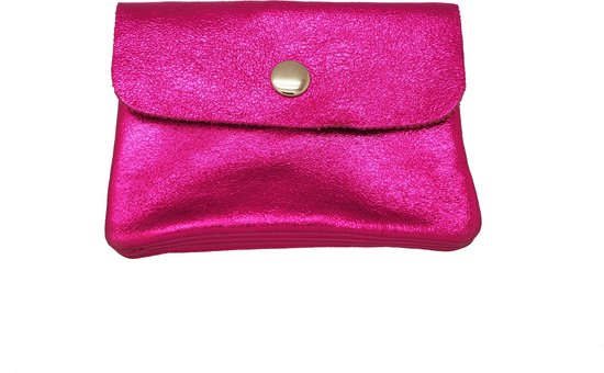 Bijoutheek Portefeuille pour femme en cuir italien métallique Fuchsia