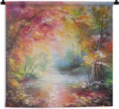 Wandkleed - Wanddoek - Landschap - Olieverf - Kleurrijk - Natuur - 150x150 cm - Wandtapijt