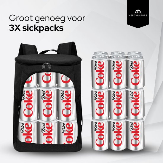 NEEDVENTURE® Koeltas - Lunchtas - Koelrugtas - Picknicktas - Backpack - 20 Liter - Flessenhouder - Bieropener - Zwart van NEEDVENTURE® — afbeelding 4