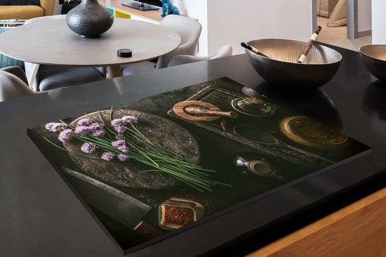 Inductie beschermer 78x52 cm - Kruiden - Stilleven - Kookplaataccessoires - Afdekplaat voor kookplaat - Anti slip mat - Keuken decoratie inductieplaat industrieel - Inductiebeschermer - Inductiemat - Beschermmat voor fornuis