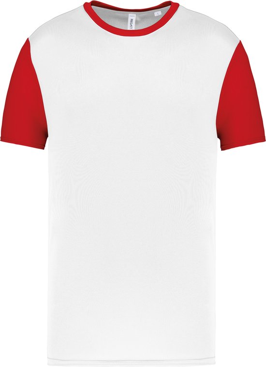 Chemise homme bicolore jersey manches courtes ' Proact' White/Rouge - 3XL