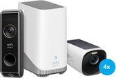 Eufycam 3 4-Pack + Video Doorbell Dual-4k draadloze bewakingscamera met geïntegreerd zonnepaneel- bewakingscamera met uitbreidbare lokale opslag-nachtzicht in kleur