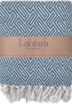 Lantara - Athene - Grand foulard Sprei - Petrol Blauw - Katoen - 150x250cm