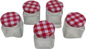 Mini pots à confiture - Rouge / Transparent - Glas / Métal - 5 x 5 x 6 cm - 5 Pièces - Pot à confiture - Pot Weck - Pot Weck - Weck - Pot - Allume-feu