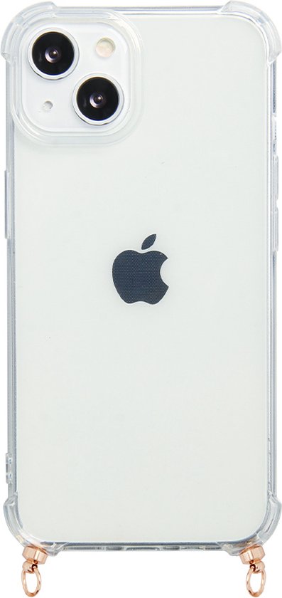 Casies Apple iPhone 14 Pro hoesje met gouden hangers voor koord - Smartphone case zonder cord