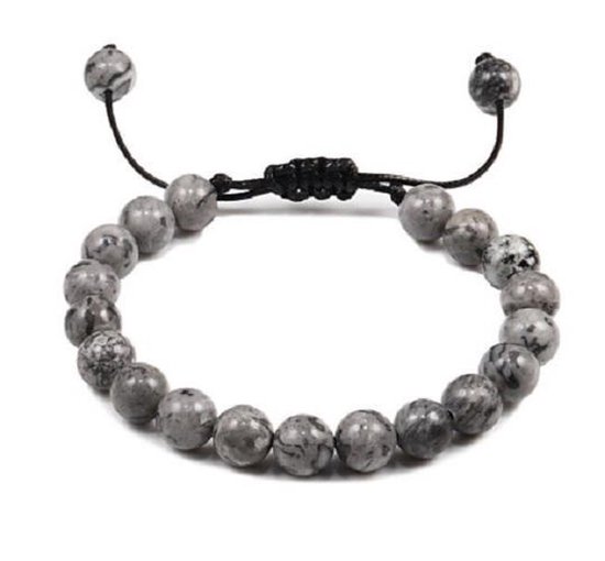 Sorprese armband - Milaan - armband heren - grijs marmer - 17-25 cm - verstelbaar - unisex - cadeau - Model L