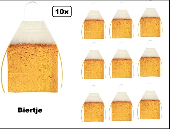 10x Schort met Bier patroon - Themafeest Party feest Tirol Oktoberfest Kostuum Apres ski bierfeest gele rakker