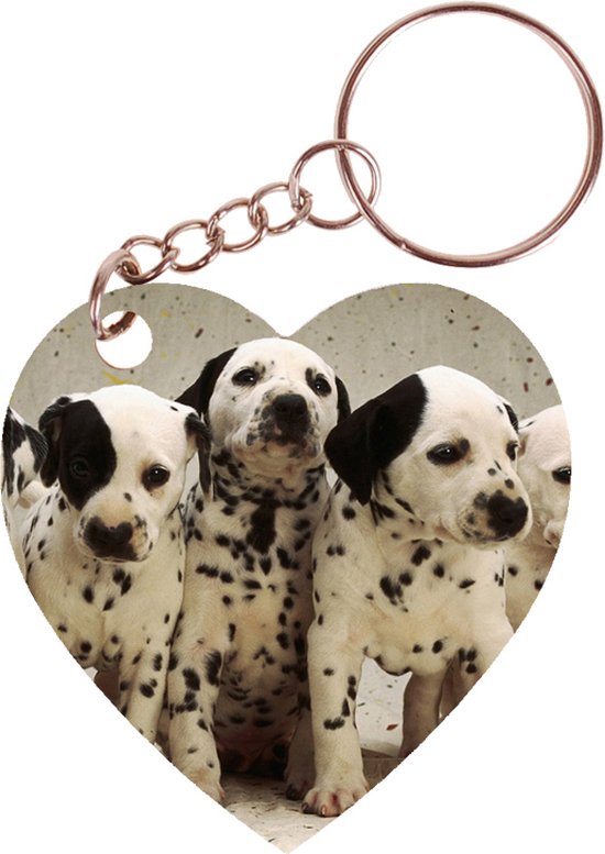 Sleutelhanger hartje 5x5cm - Dalmatier Pups