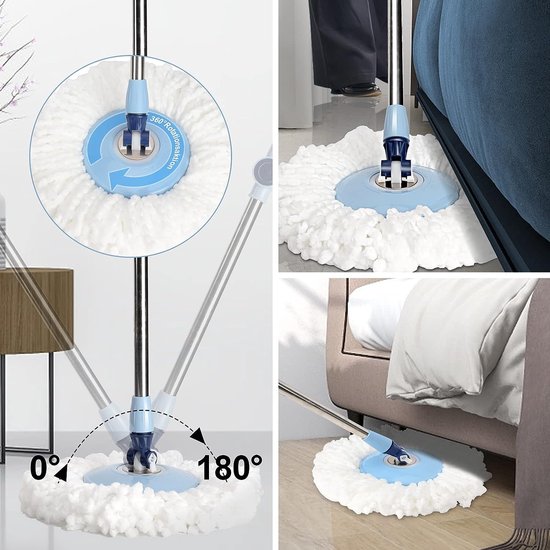 Seau Essoreur à Pédale et Balai 145CM en Microfibre, Balai à