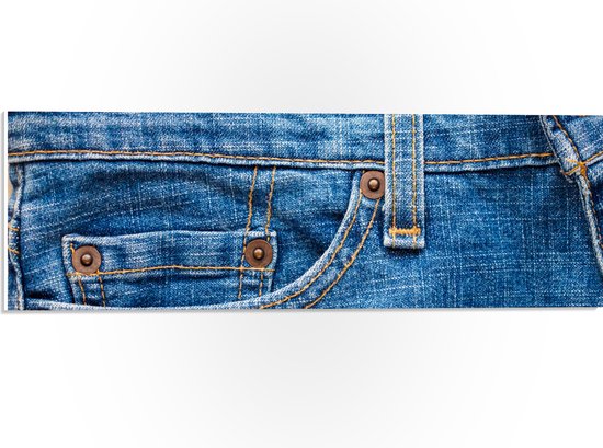 PVC Schuimplaat- Close-up van Broekzak van Jeans - 60x20 cm Foto op PVC Schuimplaat