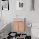 Ensemble de meubles de salle de bain vidaXL 3 pièces avec lavabo beige
