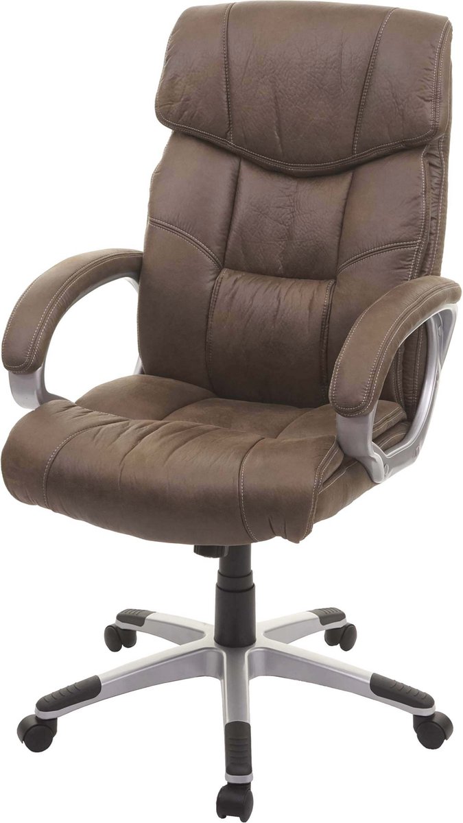 MCW Bureaustoel MCW-A71, directiedraaistoel bureaustoel, stof/textiel, MVG ~ suède look bruin