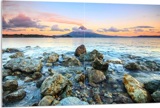 Acrylglas - Water - Stenen - Vulkaan - Wolken - 120x80 cm Foto op Acrylglas (Wanddecoratie op Acrylaat)