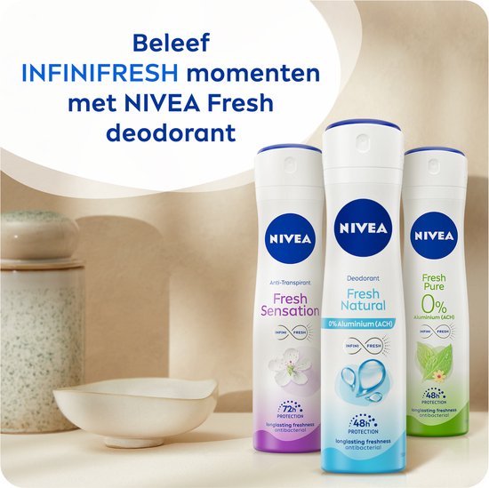 NIVEA Fresh Natural Deodorant Spray - Aluminiumvrij - Alcoholvrij - Oceaanextracten - Beschermt 48 uur - 6 x 150 ml - Voordeelverpakking - NIVEA