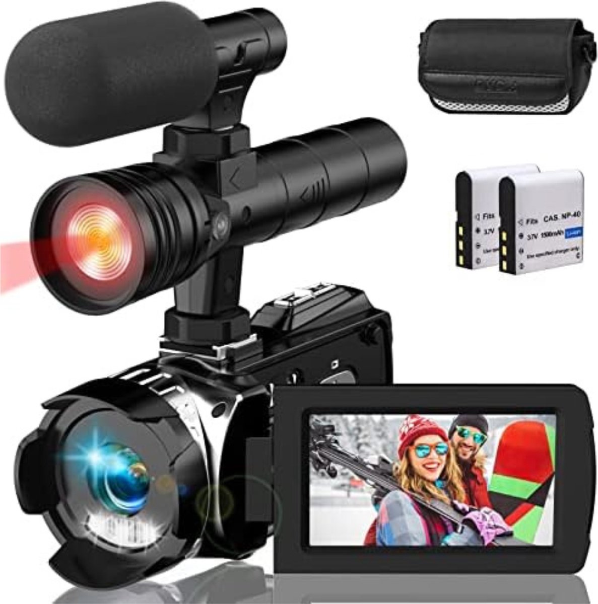 Caméscope vidéo FHD 1080P 36MP avec Télécommande et 2 Piles noir